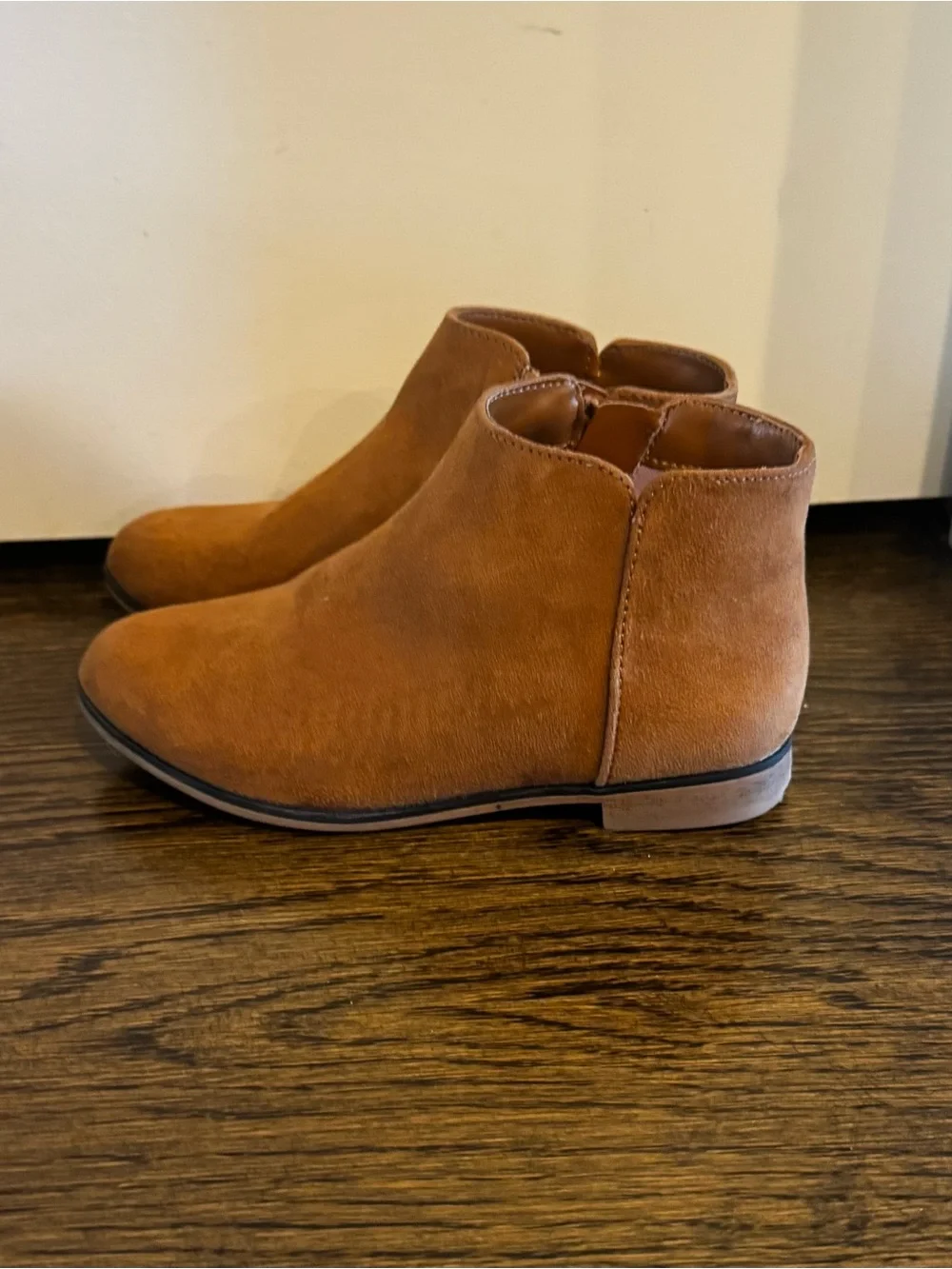 Kids Tan Suede Ankle Boots